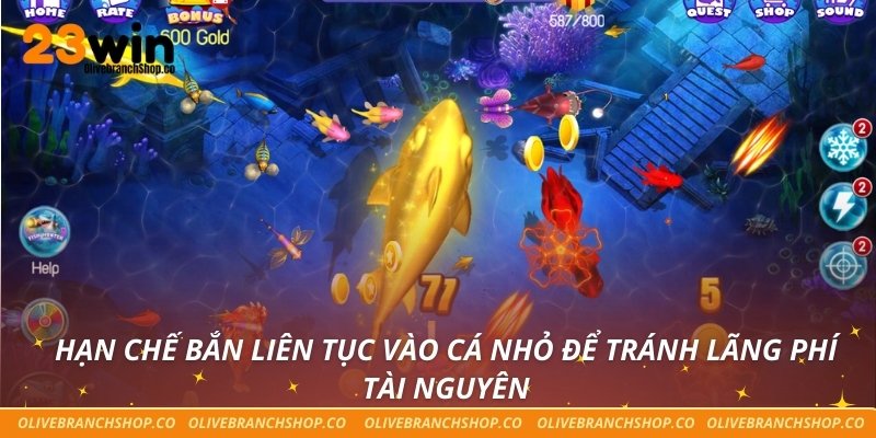 Bắn Cá 23win Hạn chế bắn liên tục vào cá nhỏ để tránh lãng phí tài nguyên